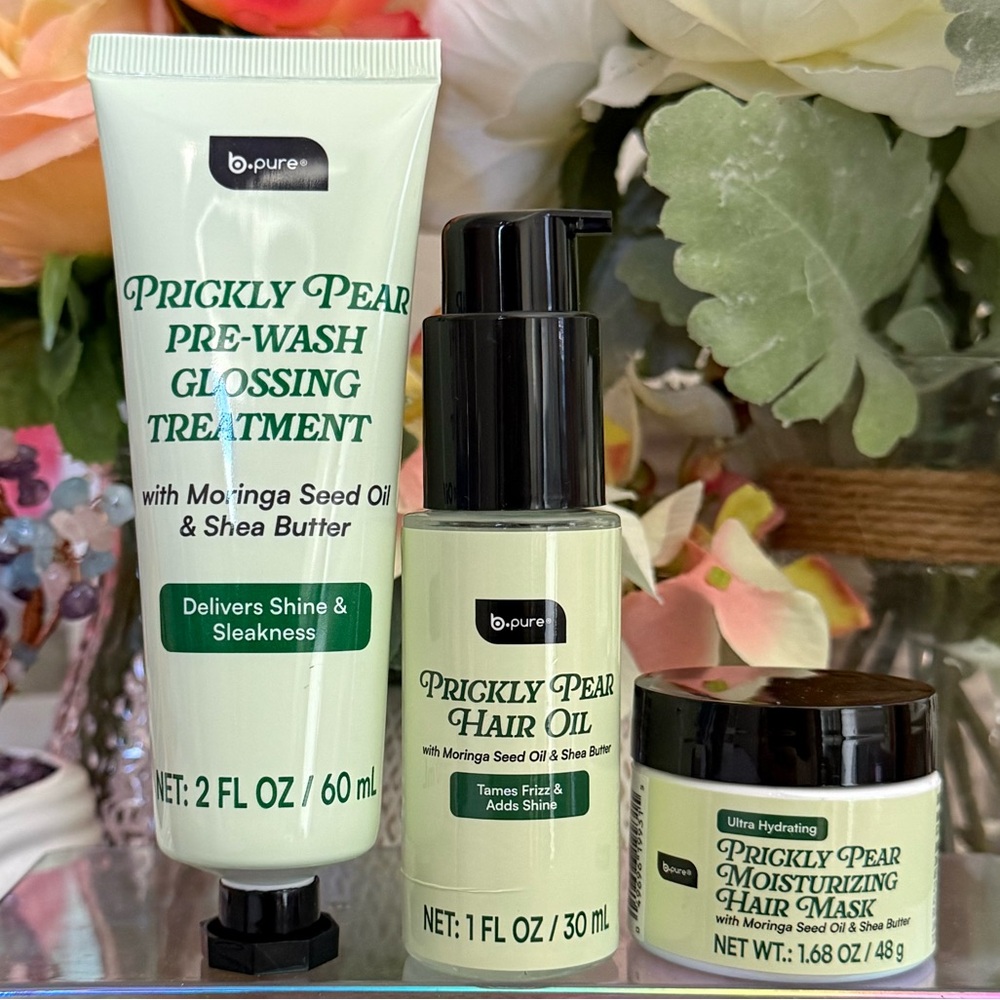 🆕🍈 b•pure LIMITED EDITION “PRICKLY PEAR” 3-PIECE HAIR TREATMENT. BRAND NEW!